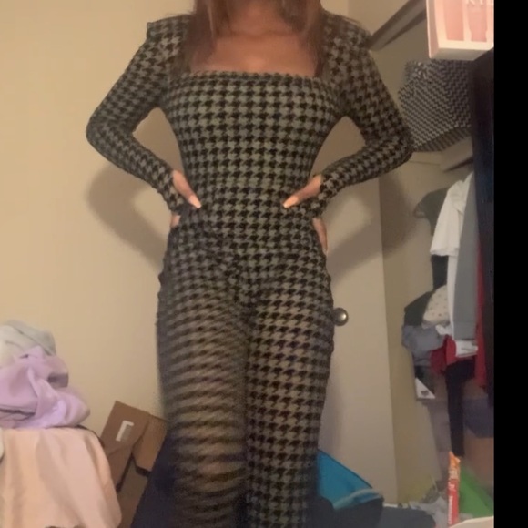 Ivy Park x Adidas Halls of Ivy Green Houndstooth jumpsuit - Picture 2 of 5